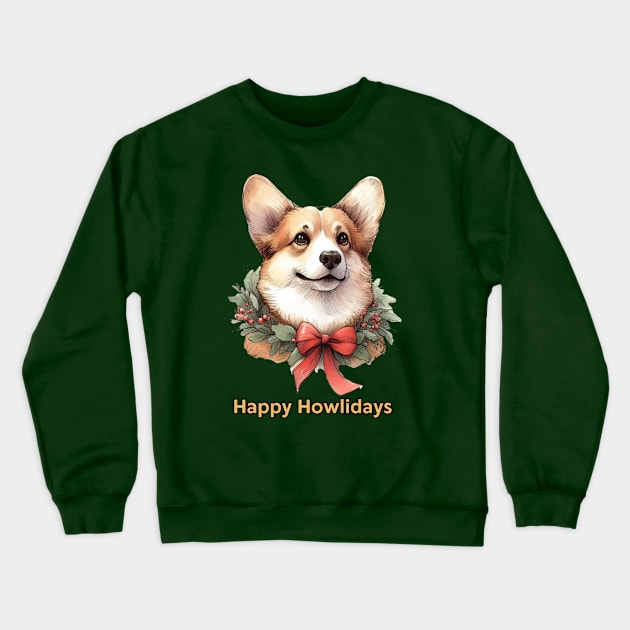 Happy howlidays Corgi Crewneck Sweatshirt by ZogDog Pro